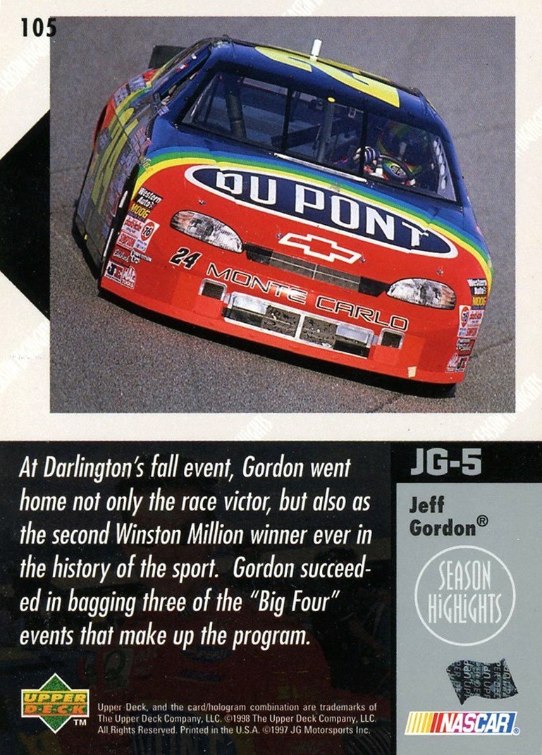 1998 Upper Deck Victory Circle Album Cardboard History Gallery