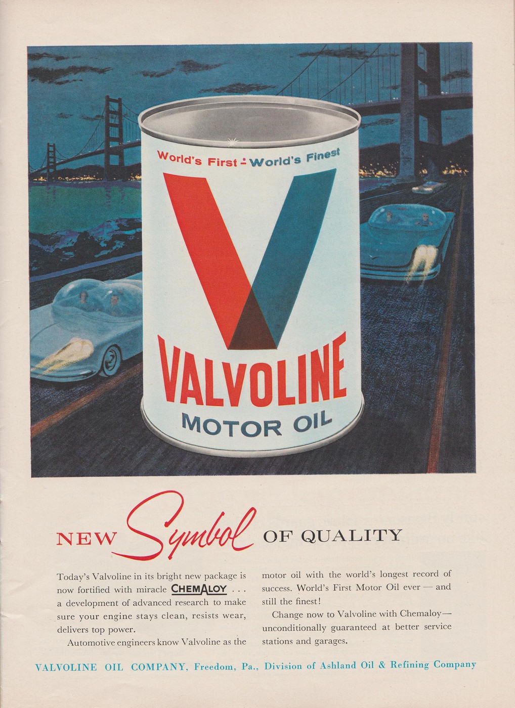 Photo: 1960 Valvoline Oil Ad | Old Magazine Scans album