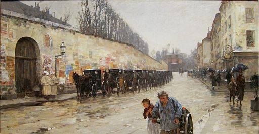 Cab Station, Rue Bonnaparte [A Downpour, Rue Bonnaparte] (1887)