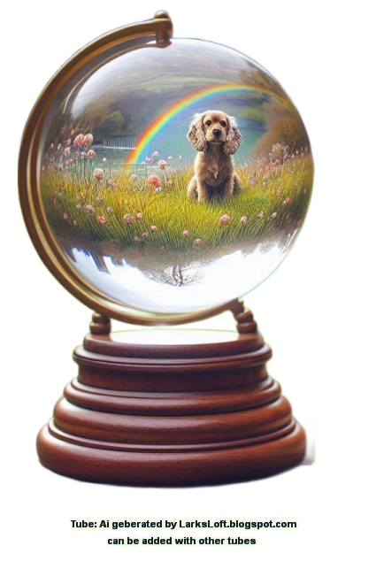 a cocker Spaniel at Rainbow Bridge waiting patiently for his master 